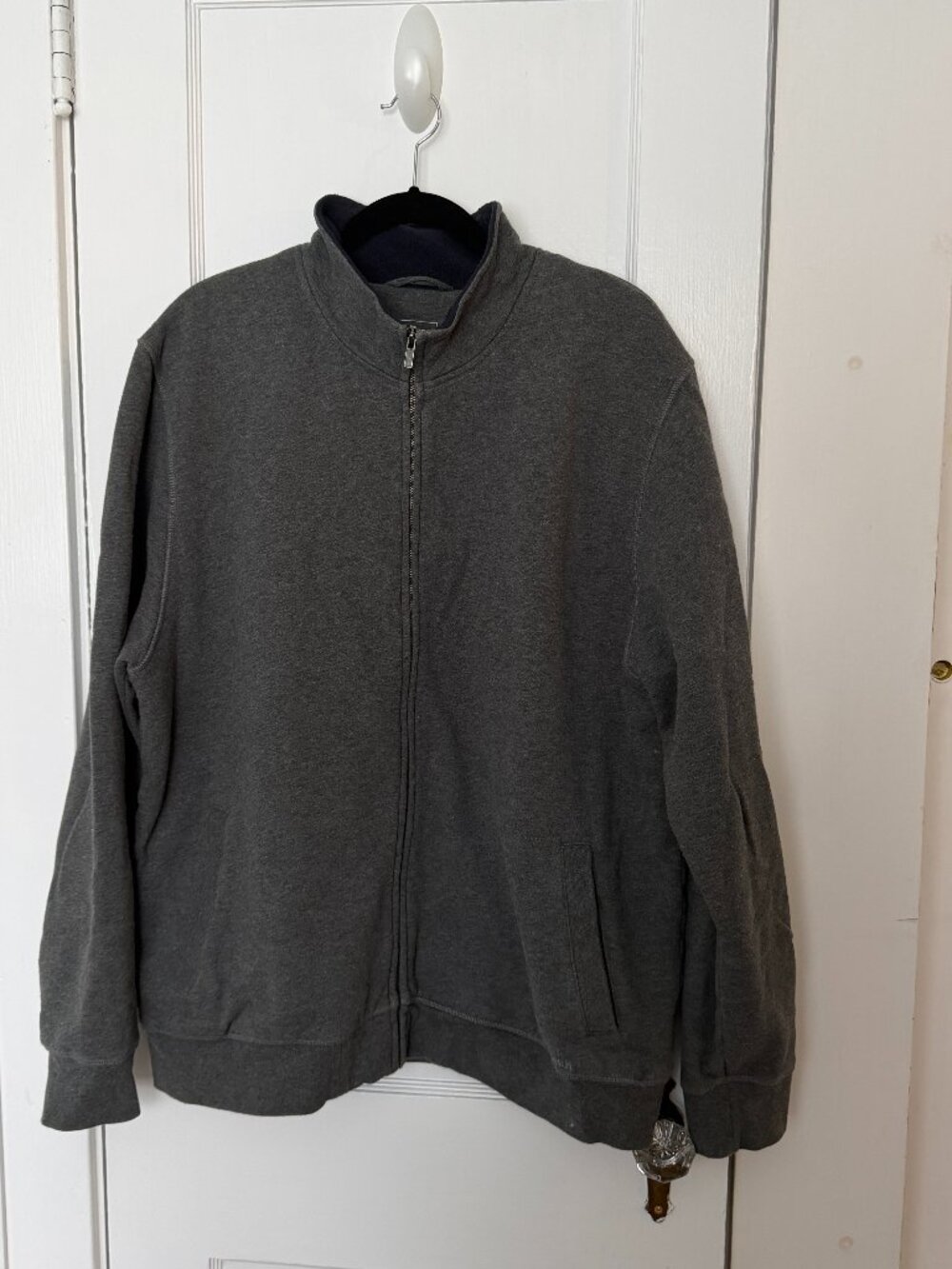 LLBean Mens Grey Traditional Fit Jacket with Navy Fleece Lining Size XL Reg